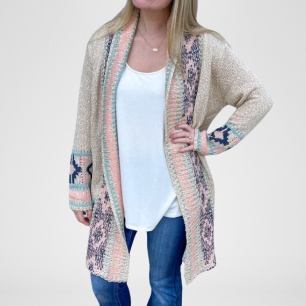 NWT - Aztec Print Open Front Cardigan